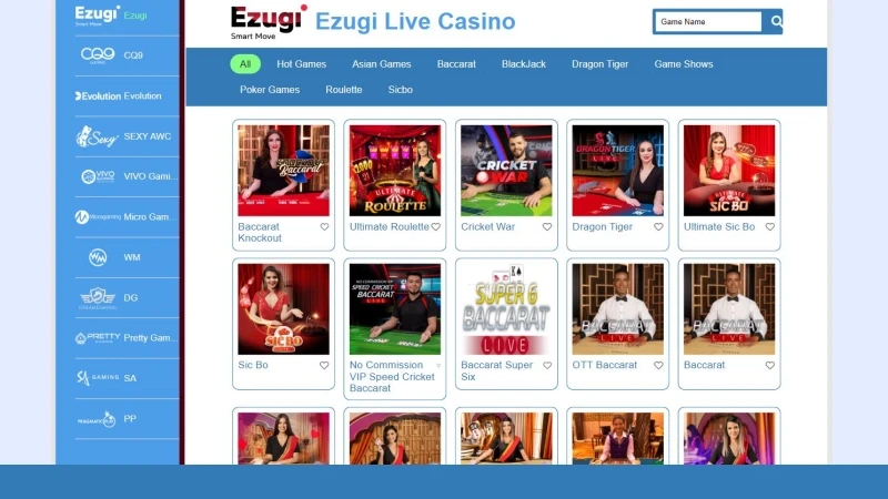 Live Casino Games Available at WK777